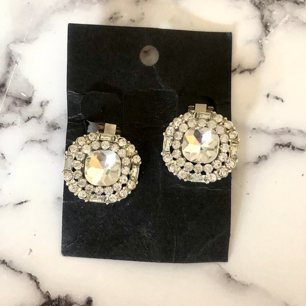NEW Statement Diamond Clip On Earnings